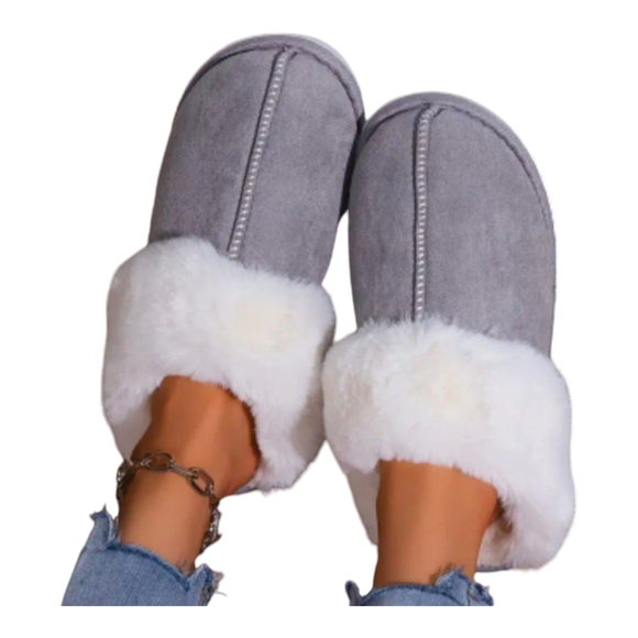 Soft Sole Indoor Slippers, Sizes 5.5-6 & 7.5-8 & 9.5-10, Khaki, Cozy & Fluffy - Picture 3 of 3